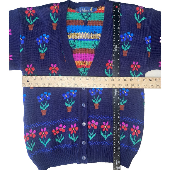 Vintage Tulchan Cardigan Womens Medium Pure Wool Floral Cottagecore Twee Sweater - Picture 7 of 8